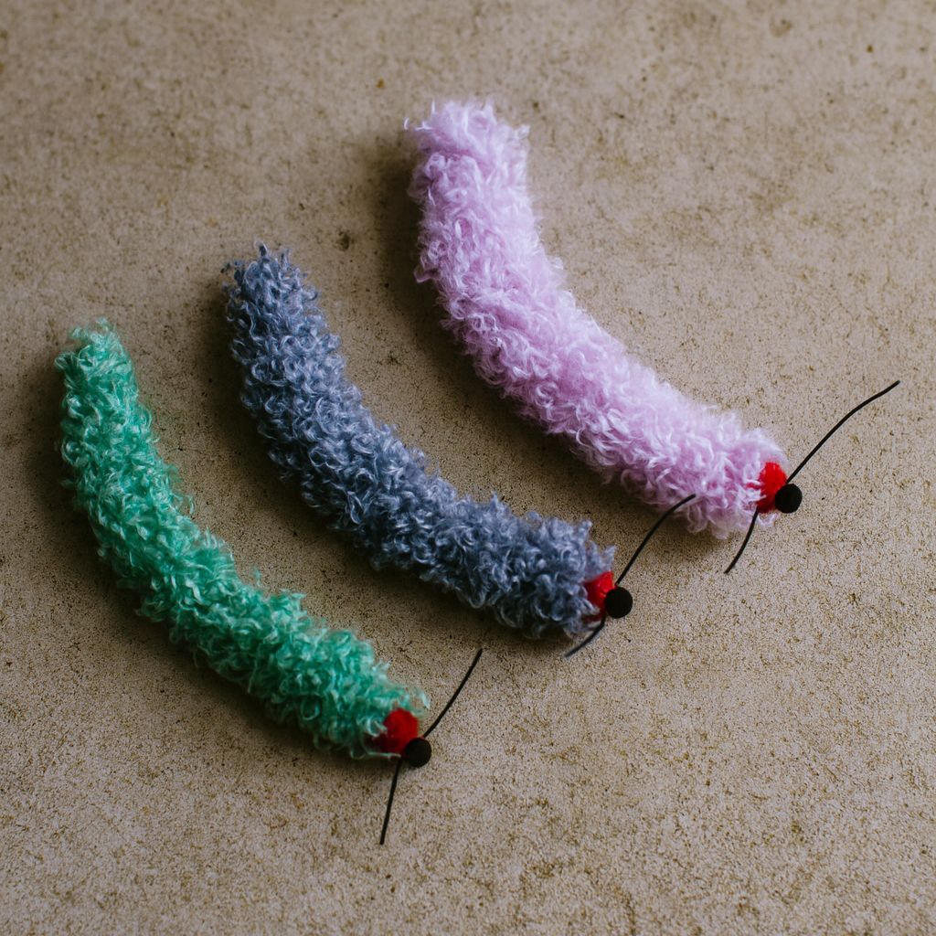 Teddy Worm Cat Self-Play Toy | Soft Curly Plush Teaser for Indoor Independent Play