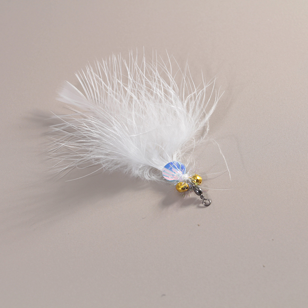 White Feather Bug Cat Teaser Replacement Head | Soft Fluttering Feather Refill