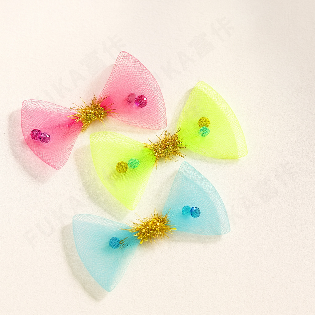 Crazy Bow Cat Self-Play Toy | Lightweight Mesh Bow with Sparkle Center