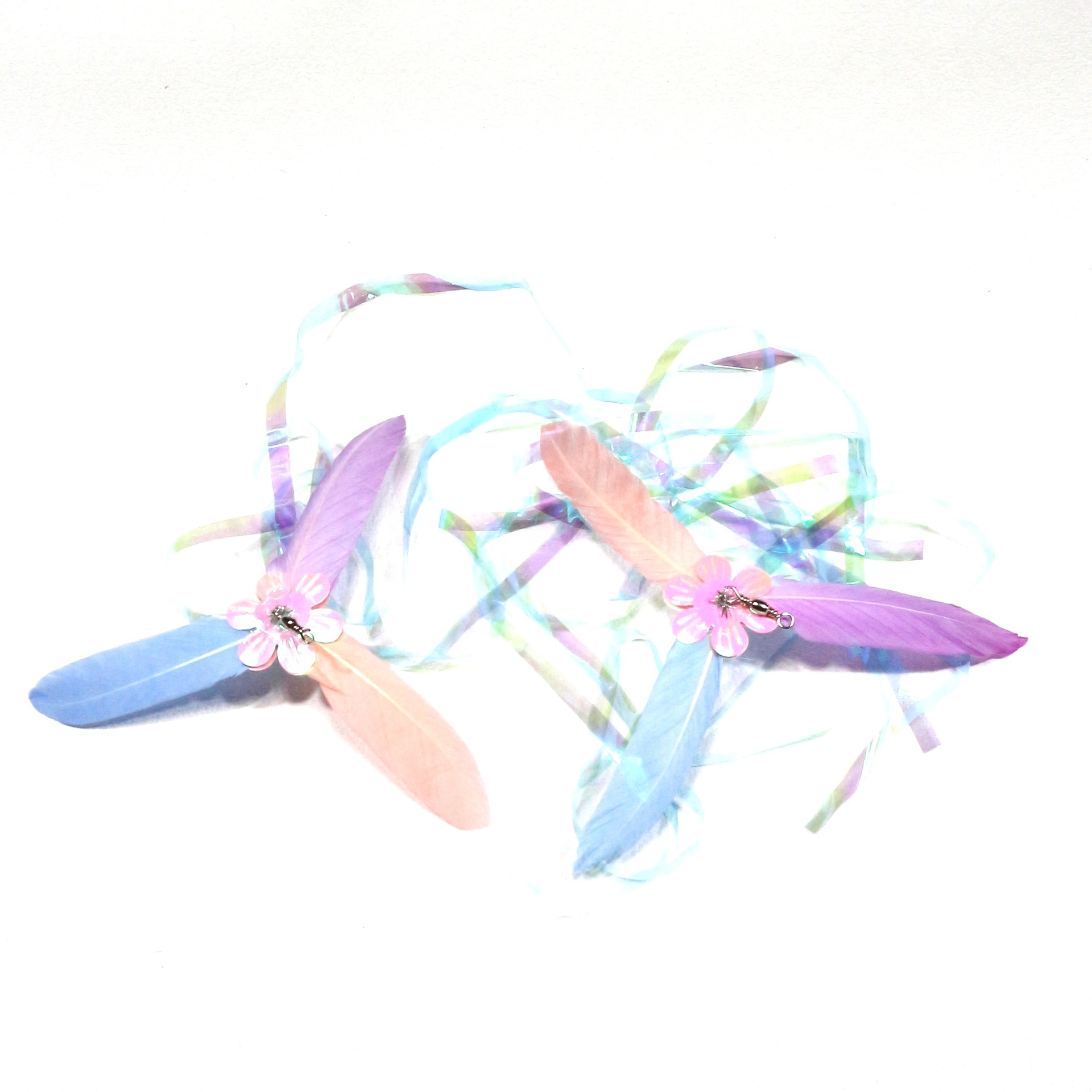 Color Feather Pinwheel Teaser Wand Replacement Head | Feather Crinkle Cat Wand Refill